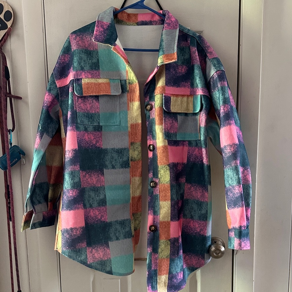 Colorful Checkered Button-Up Shirt